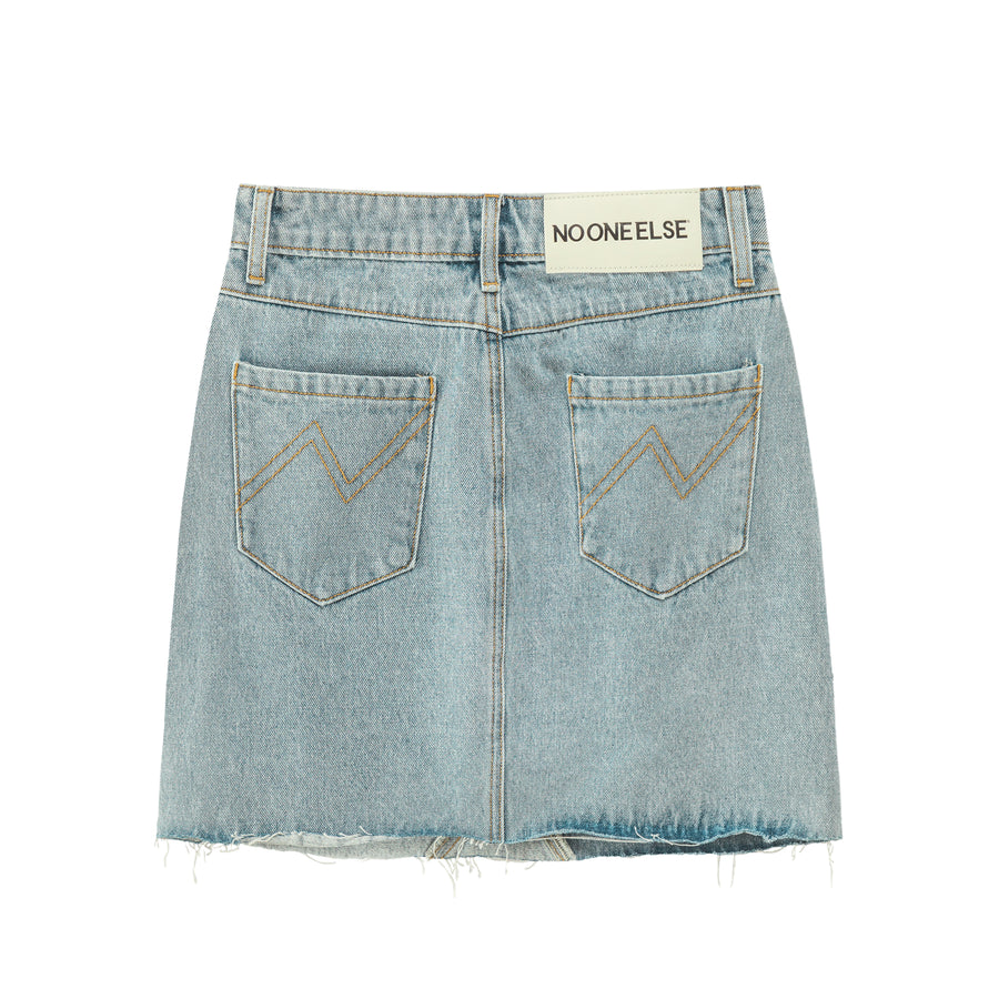 CHUU Patchworks Denim Skirt