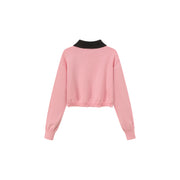 Chuu Lettering Color Cropped Knit Sweater