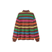 Polo Neck Rainbow Stripes Sweatshirt