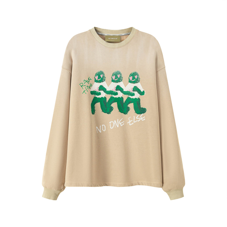 CHUU Cartoon Round Loose Fit Sweatshirt