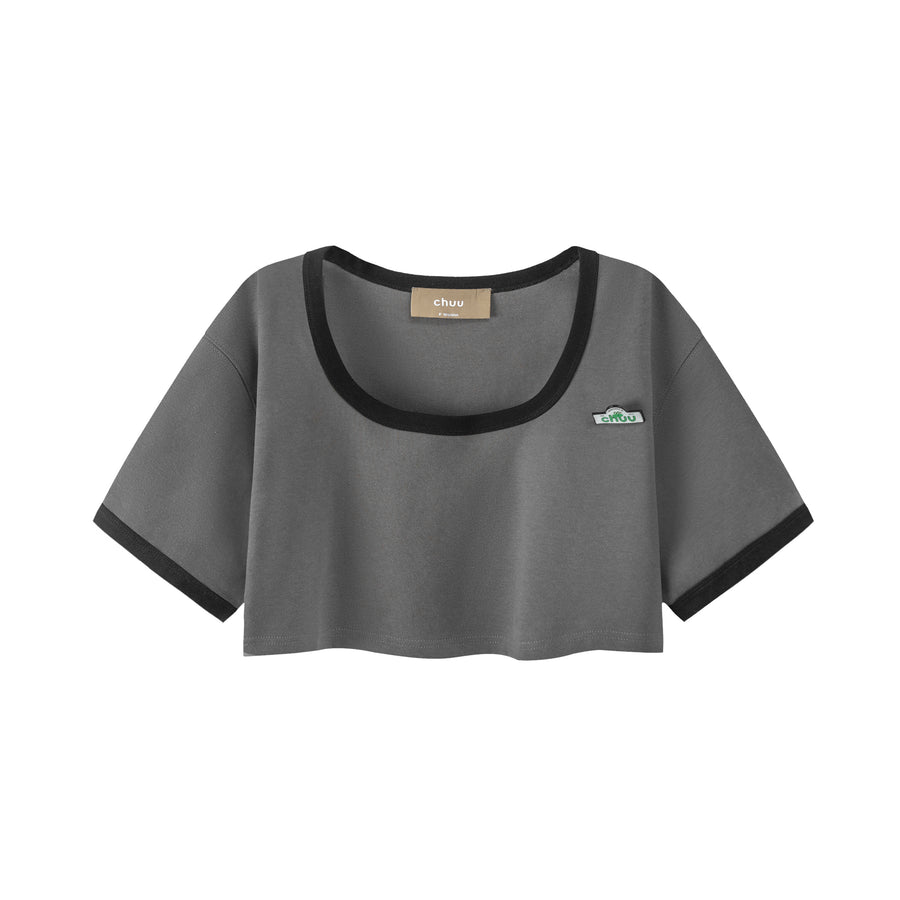 CHUU Boat-Neck Loosefit Crop Top