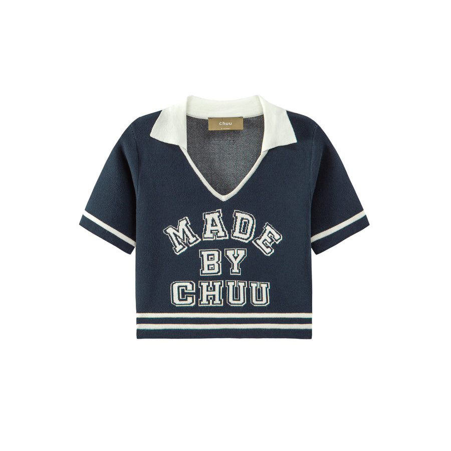 CHUU Chuu Spirit V-Neck Cropped T-shirt