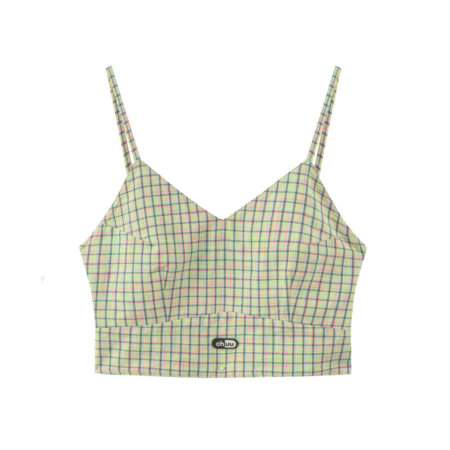 CHUU Lovely Check Cami Top