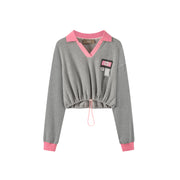 V-Neck Drawstring Sweatshirt