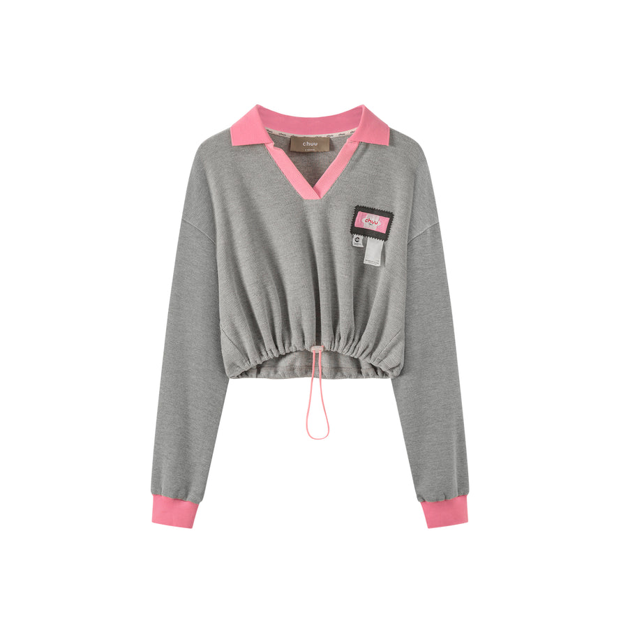 CHUU V-Neck Drawstring Sweatshirt