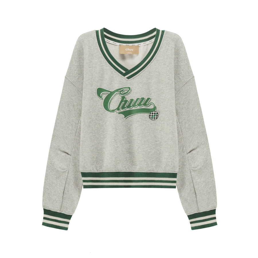 CHUU Vintage Logo V-Neck Sweatshirt