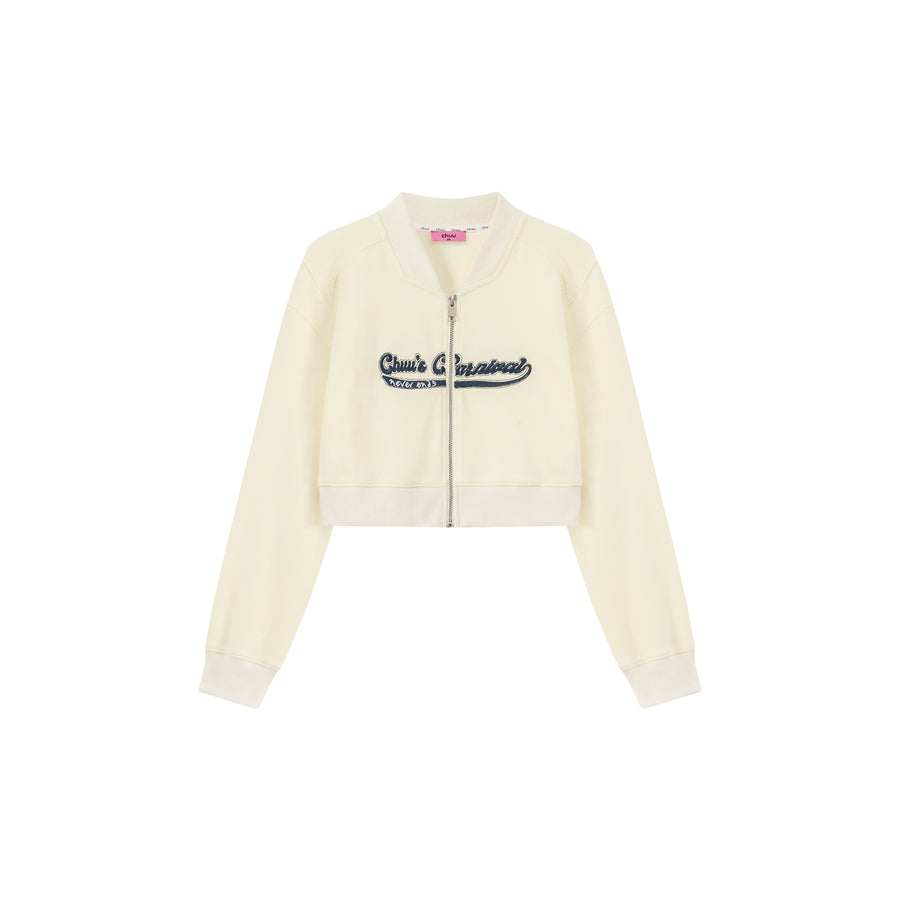 CHUU Color Matching Line Cropped Zip-Up