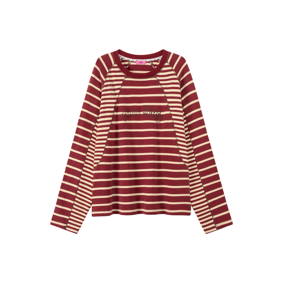 CHUU Cut To The Chase Striped Raglan T-Shirt