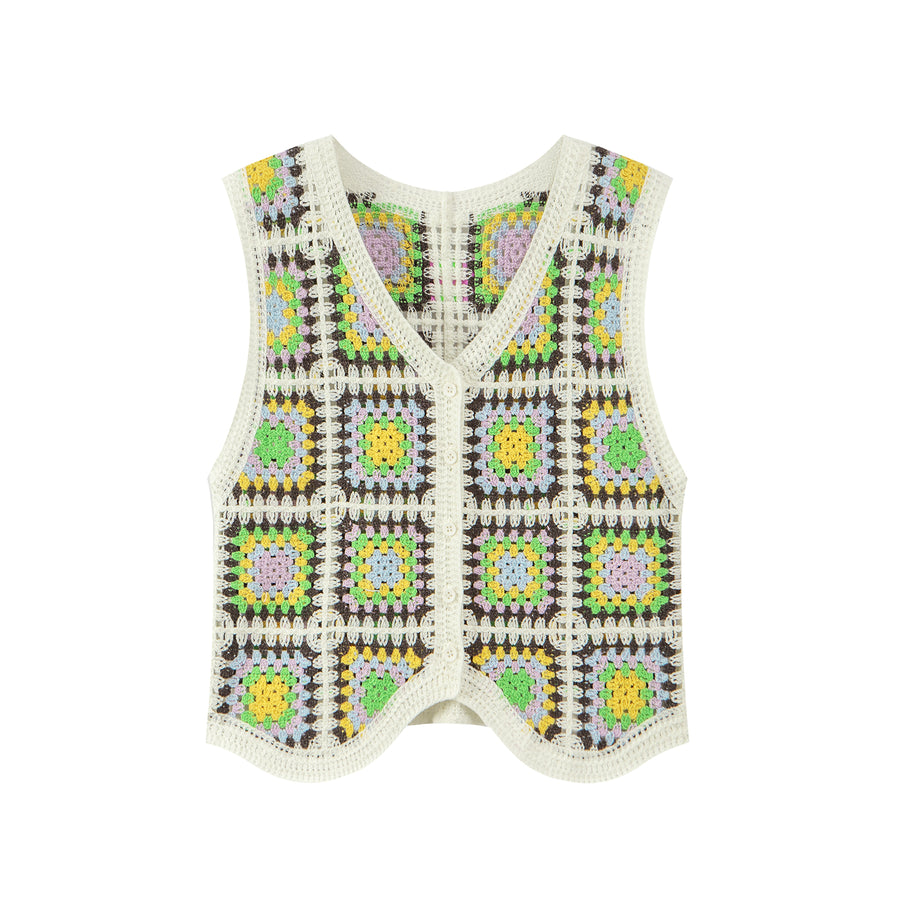 CHUU Square Pattern Crochet Vest