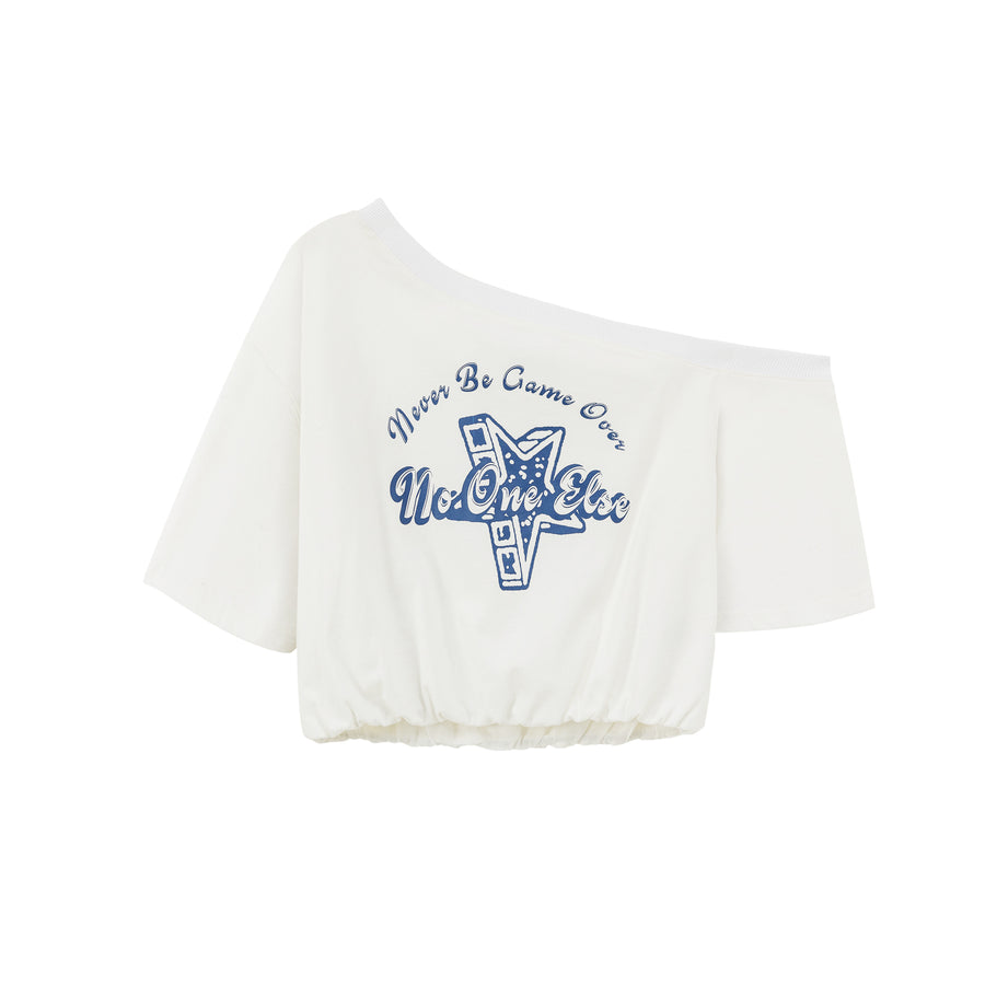 CHUU Unbalanced Off-Shoulder T-Shirt