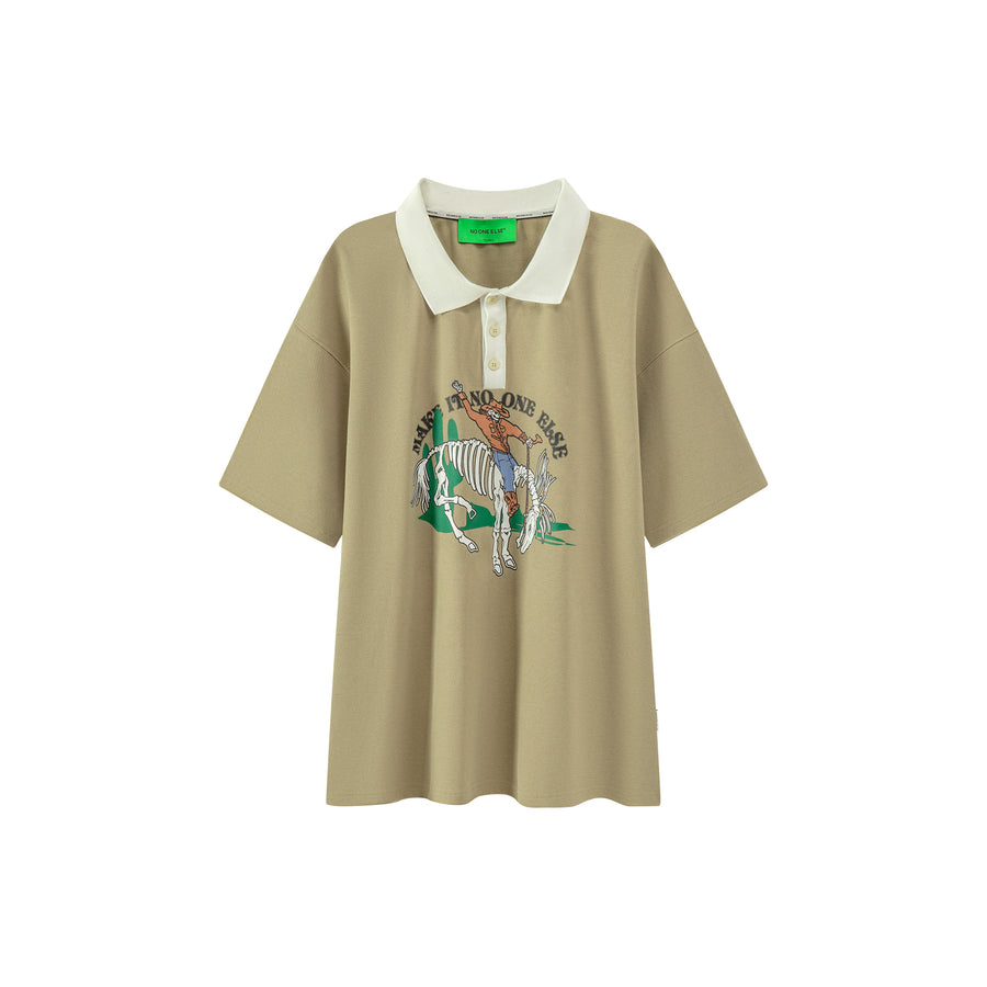CHUU Skeleton Cowboy Polo T-Shirt