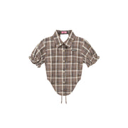 Eyelet Back Cut Out Check Shirt