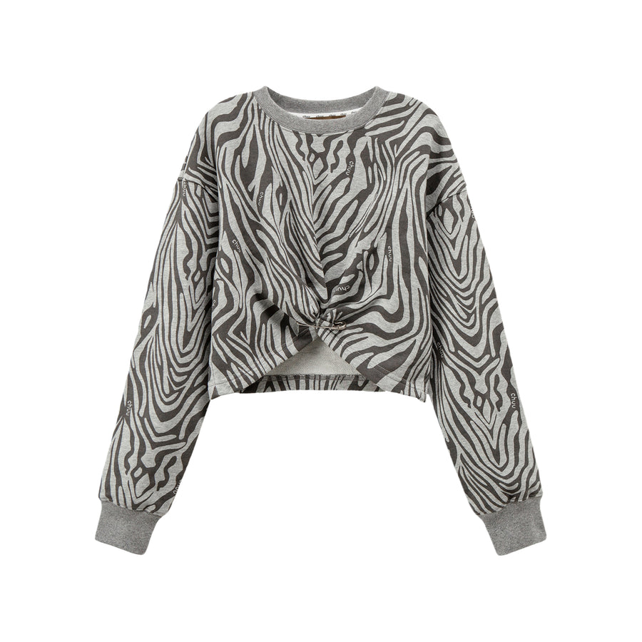 CHUU Zebra Crop Sweatshirt