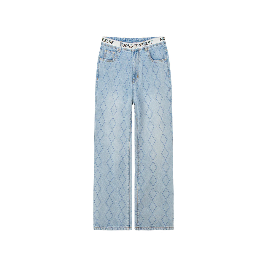 CHUU Argyle Single Straight Denim Pants