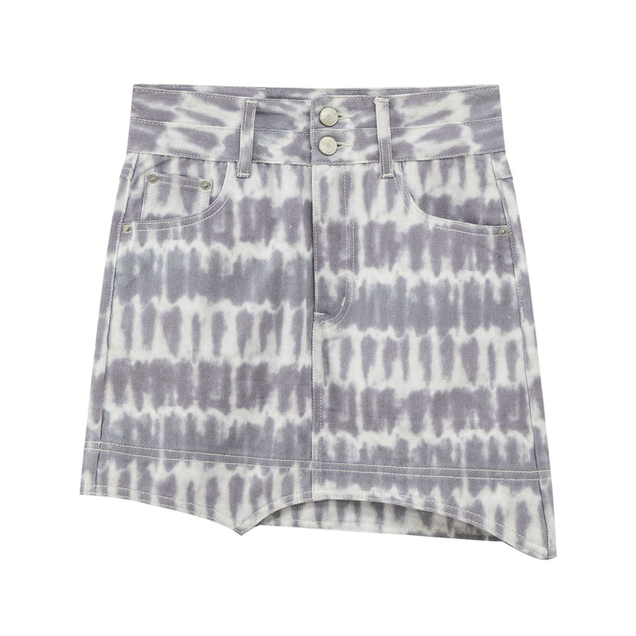 CHUU Printed Unbalanced Mini Skirt