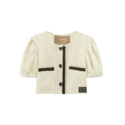 Puff Sleeve Coco Tweet Crop Jacket