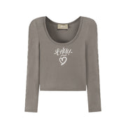 I Love Chuu Round Neck Puff Sleeve T-Shirt