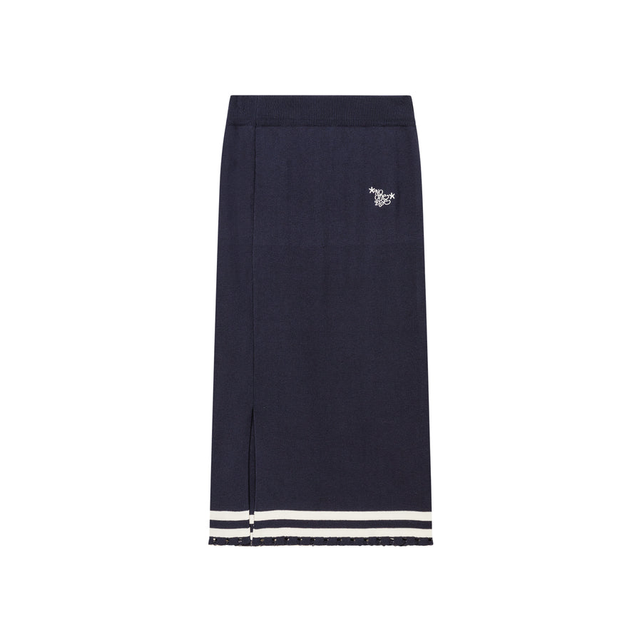 CHUU Striped Split Long Skirt