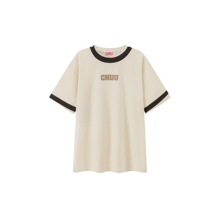 CHUU Chuu Color Matching Line Loose Fit T-Shirt