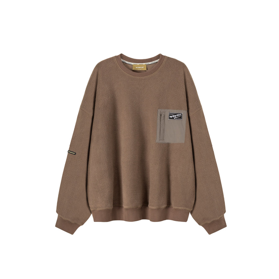 CHUU Side Pocket Fleece Round Neck Sweatshirt