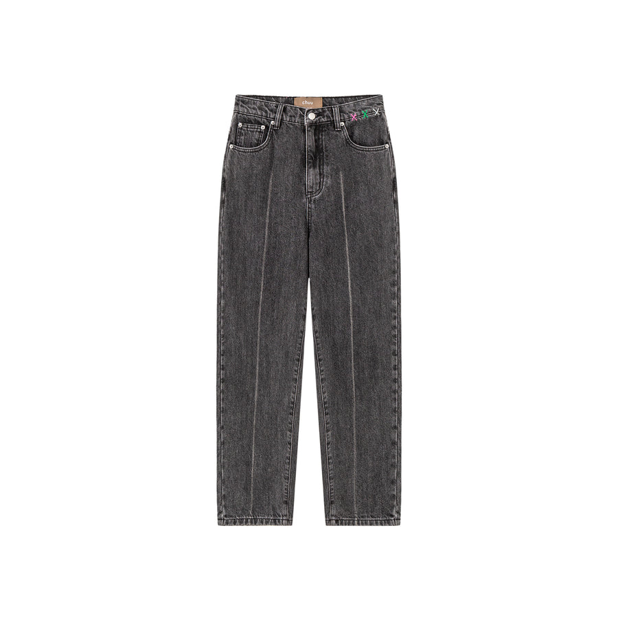 CHUU Fortune And Fame Straight Brushed Denim Pants