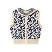 Hooded Sleeveless Knit Zip-Up