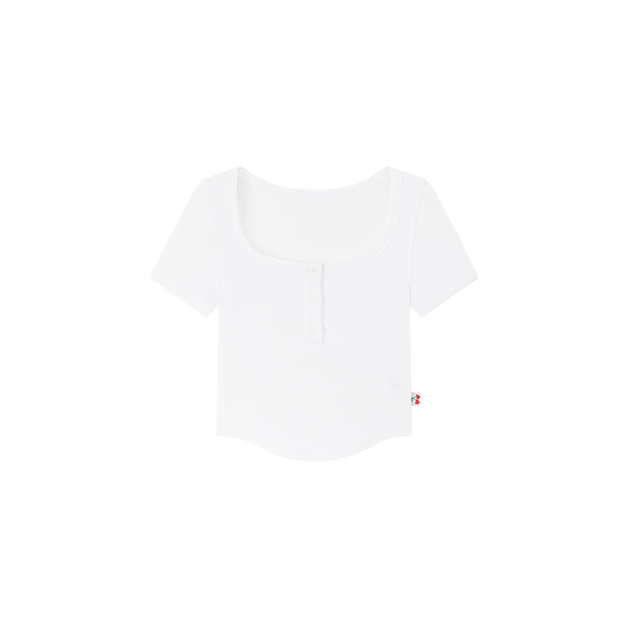 CHUU Big U-Neck Cropped T-Shirt