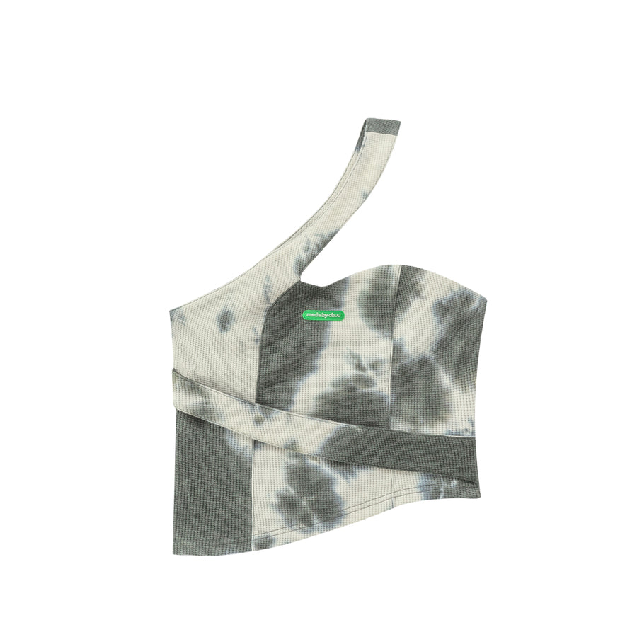 CHUU Tie-Dye Cross Strap Off-Shoulder Top