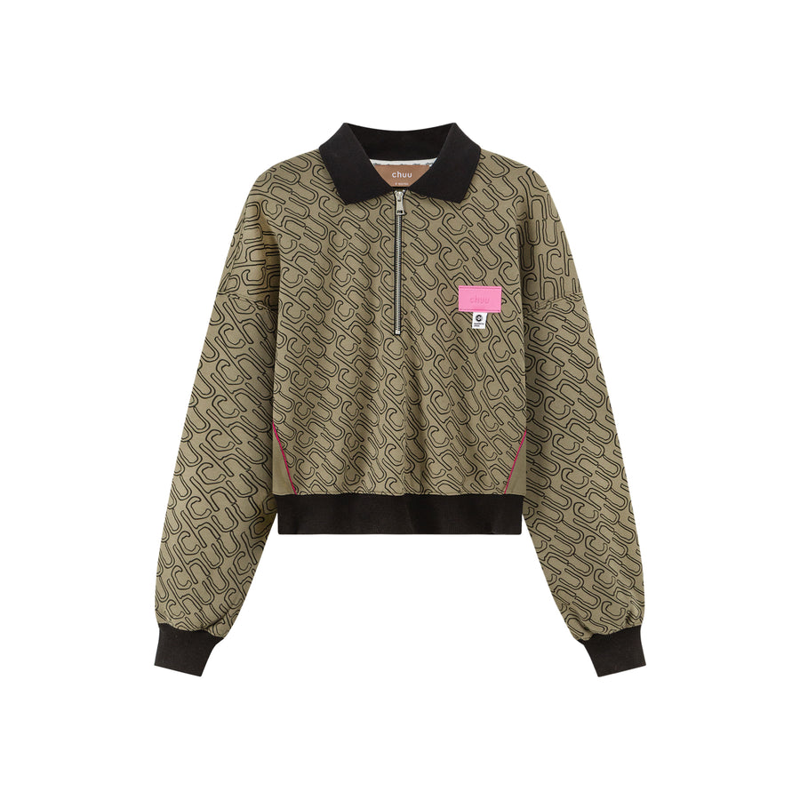 CHUU Weekends In Rome Half Zip-Up Sweatshirt