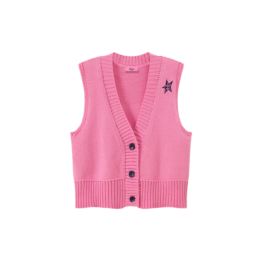 CHUU Revolves Around You Star Knit Vest