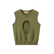 Medallion Cutout Sleeveless Sweatshirt