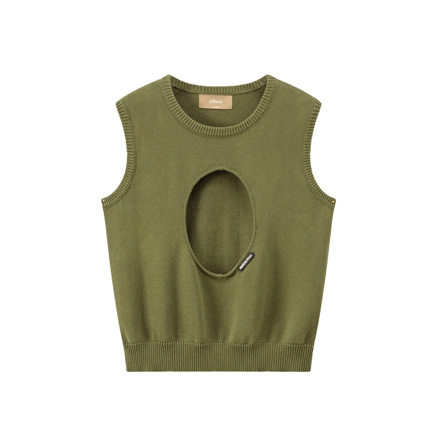 CHUU Medallion Cutout Sleeveless Sweatshirt