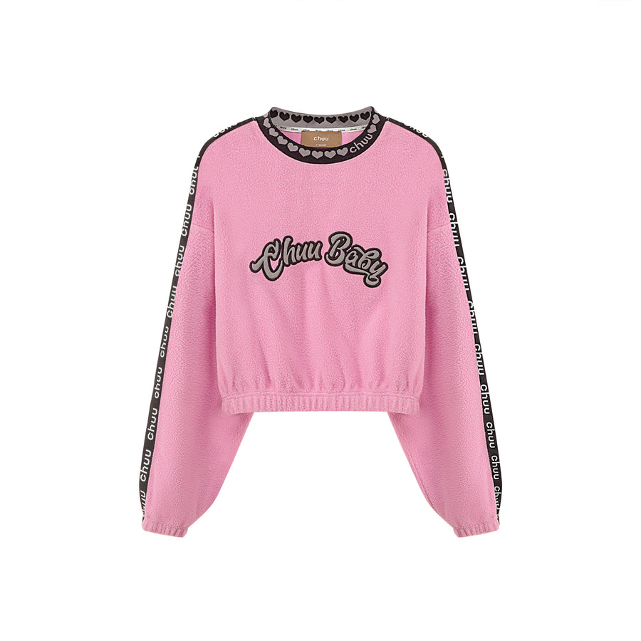 CHUU Harleys In Hawaii Heart Collar Cropped Sweatshirt