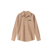 Star Logo Vertical Stripe Loose Fit Shirt