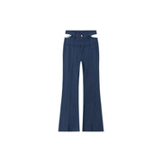 Side And Front Slits Bootcut Pants