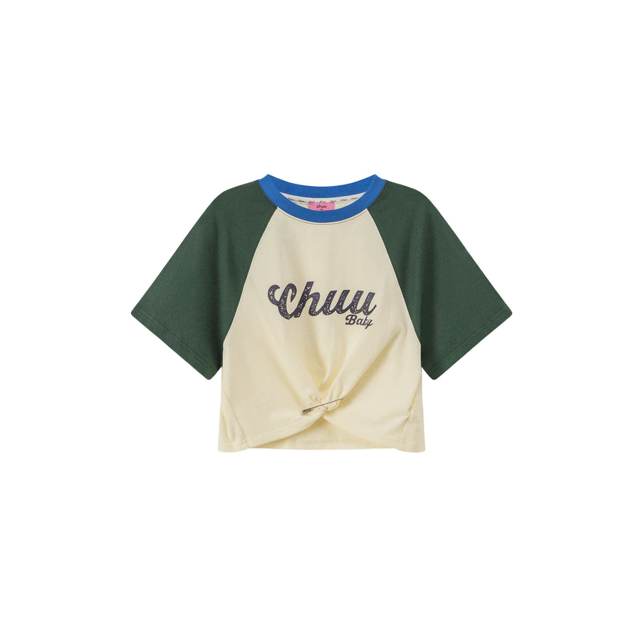 CHUU Contrast Raglan Cropped T-Shirt