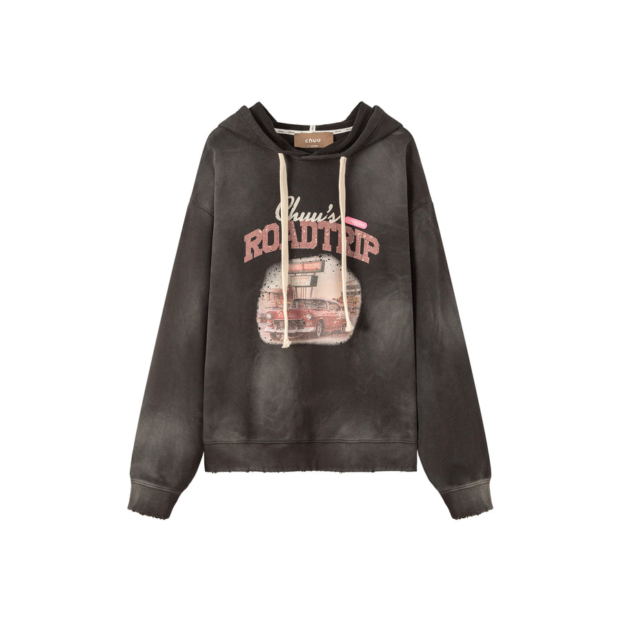 CHUU Road Trip Printed Loose Fit Hoodie