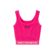 Lettering Soft Fluffly Sleeveless Crop Top