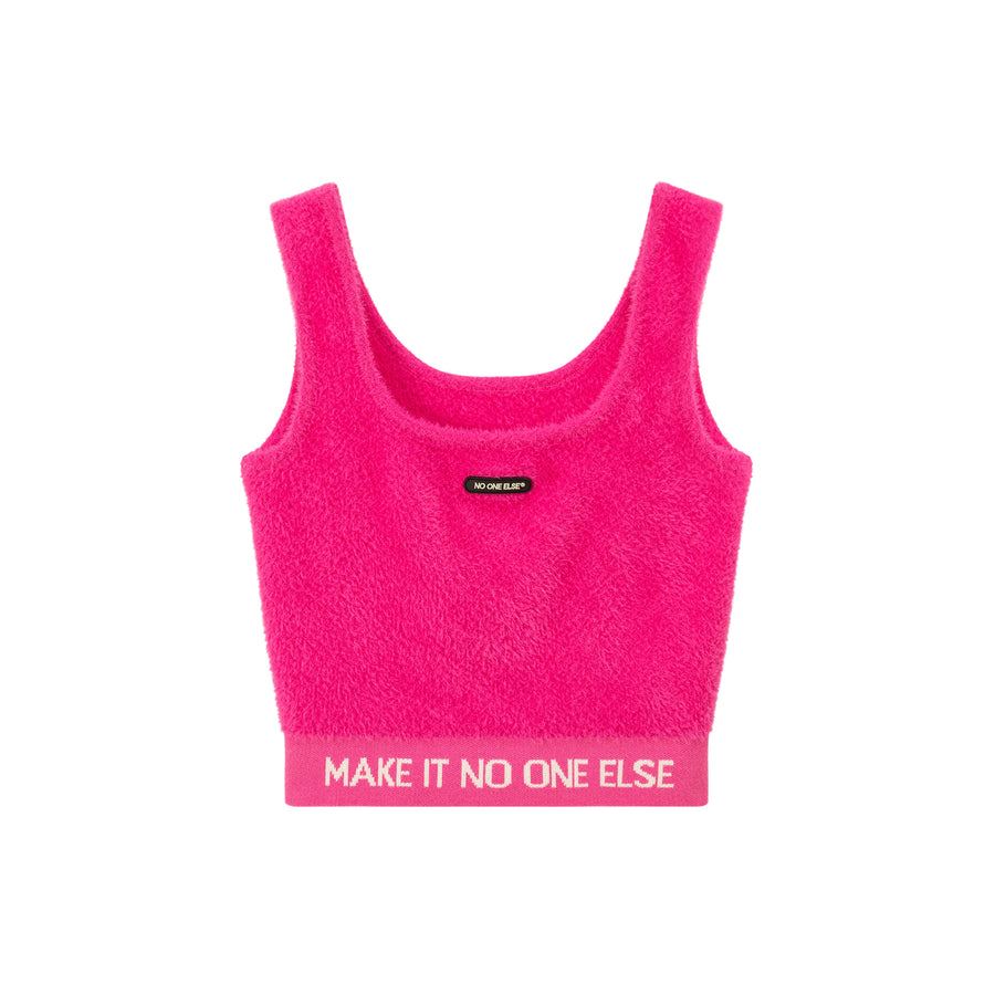 CHUU Lettering Soft Fluffly Sleeveless Crop Top