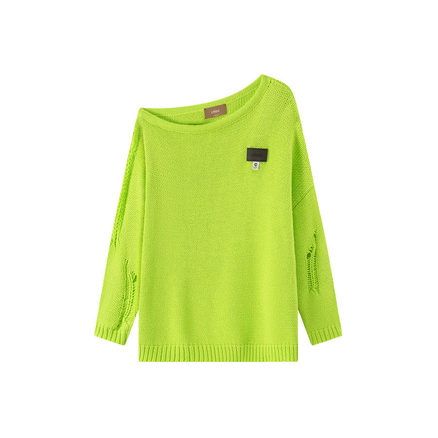 CHUU Let It Fall Off Shoulder Loose Knit Sweater