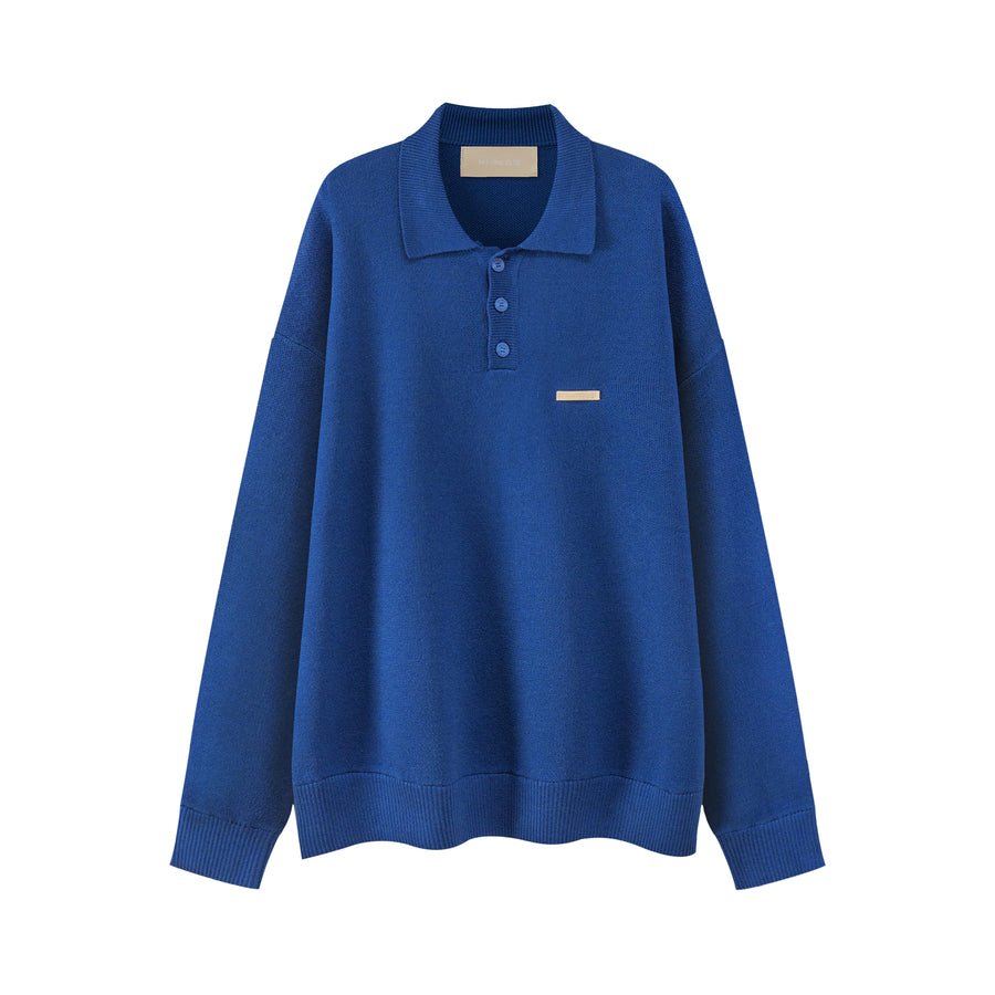 CHUU Polo Collar Long Sleeve Knit Sweater