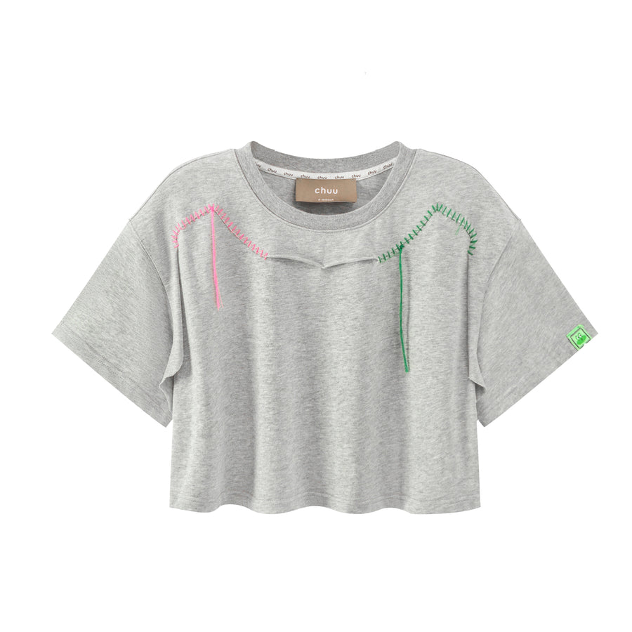 CHUU Stitches Lines Loosefit Crop Top