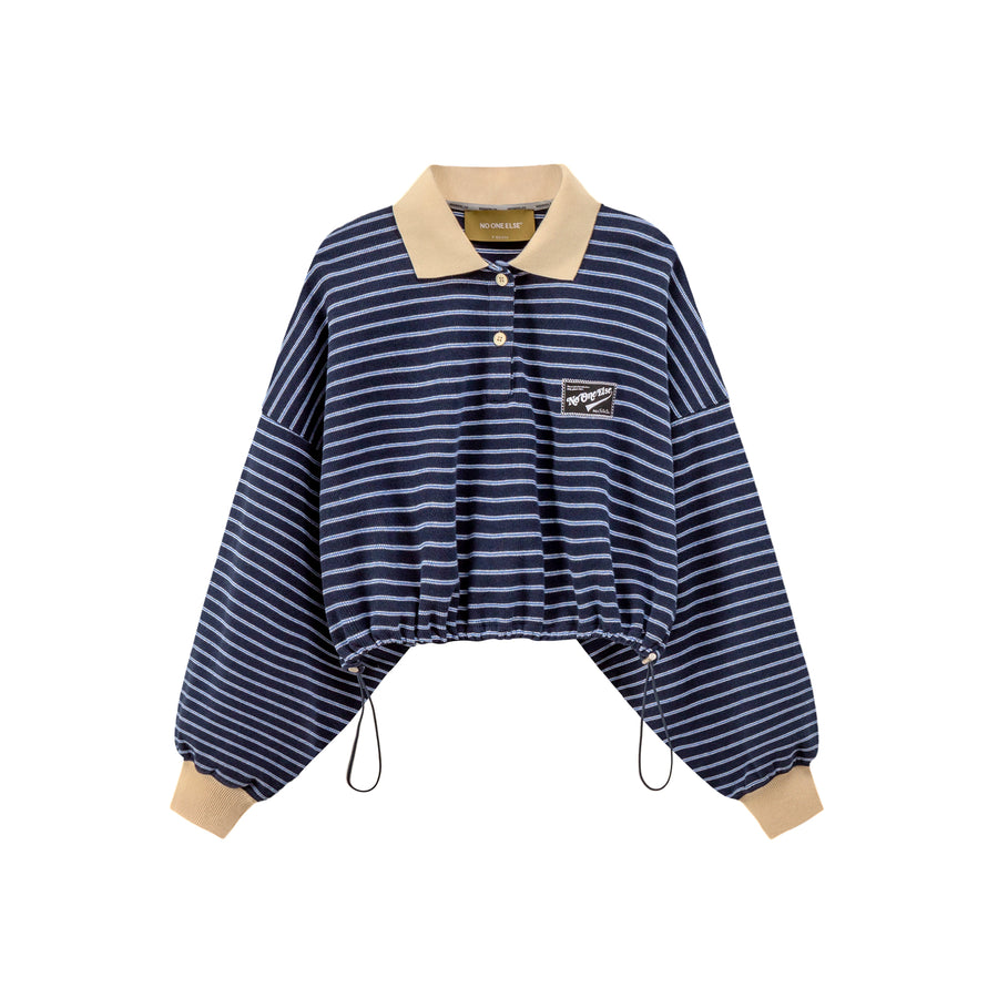 CHUU Stripe Loose Fit Crop Sweatshirt