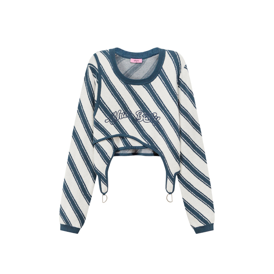 CHUU Chuu Baby Unbalanced Striped Long-Sleeves Top