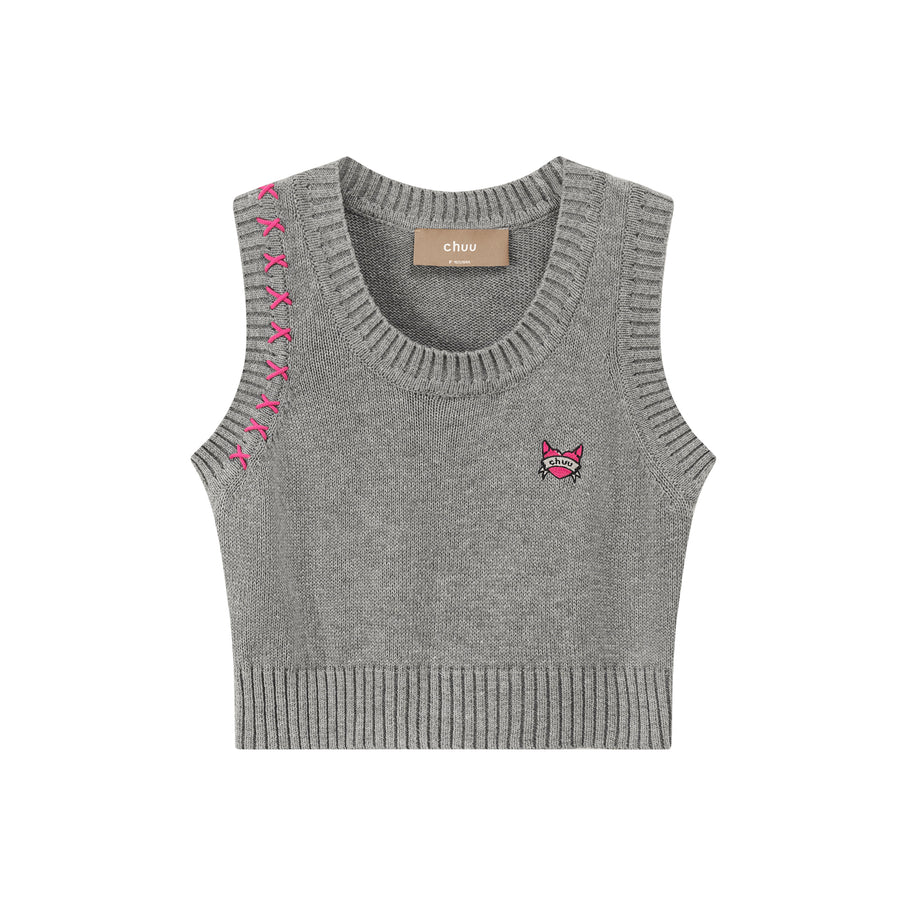 CHUU Stitches Knit Crop Top