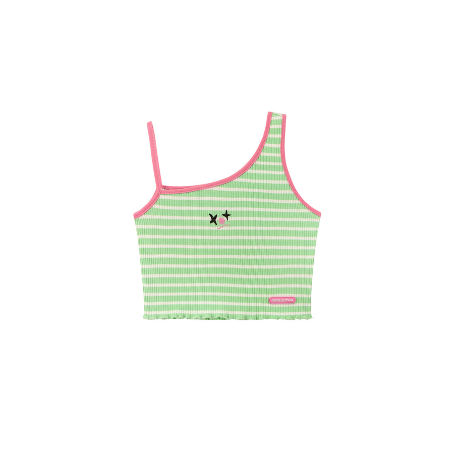 CHUU Unbalanced Striped Sleeveless Crop Top