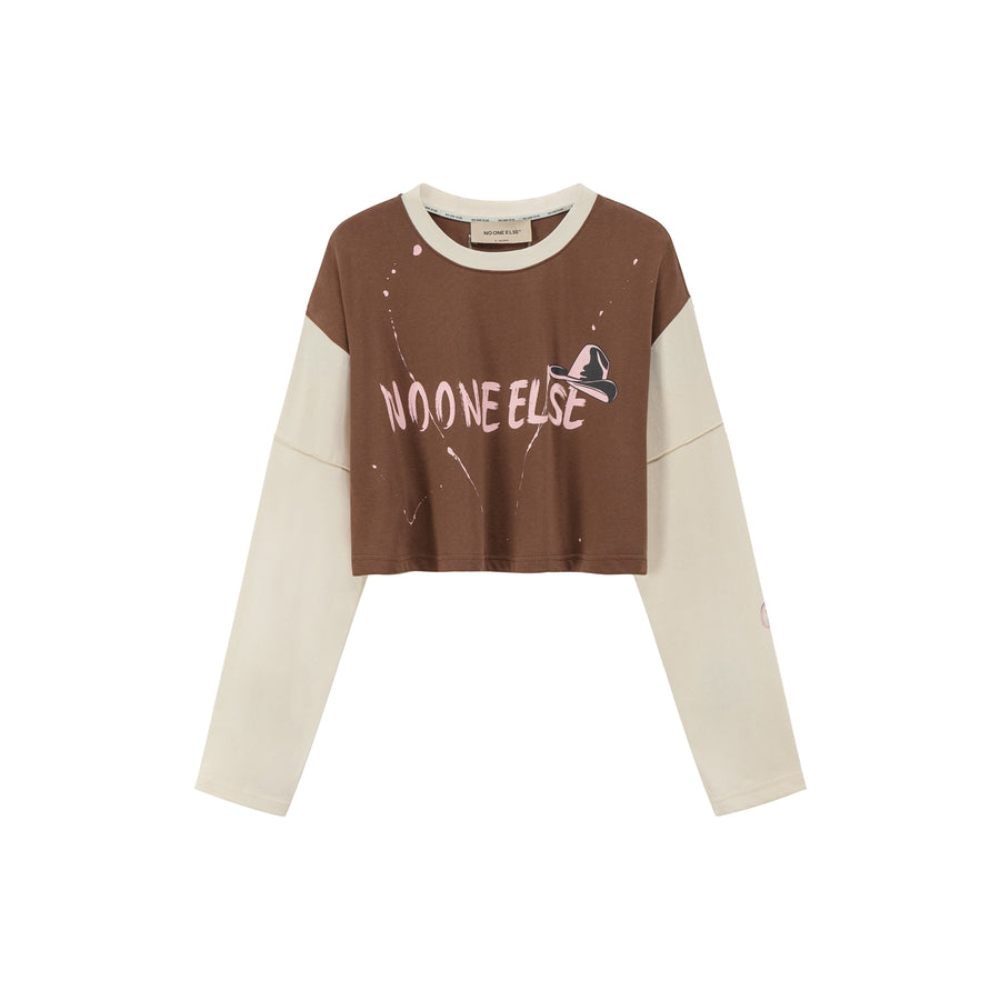 CHUU Painted Logo Oversized Crop Sweatshirt