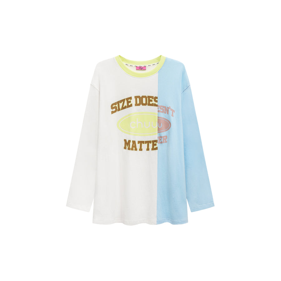 CHUU Size Doesnt Matter Two-Toned Loose Fit T-Shirt