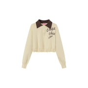 Chuu Lettering Color Cropped Knit Sweater