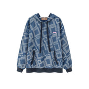 Paisley Squares Pocket Hoodie Sweatshirt